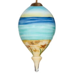 4.75” Ivory And Blue Beach Glass Hanging Christmas Ornament -Optimal Christmas Shop dacf 1911078 3 80112.1667620509