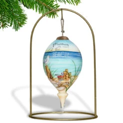 4.75” Ivory And Blue Beach Glass Hanging Christmas Ornament -Optimal Christmas Shop dacf 1911078 4 55220.1667620509