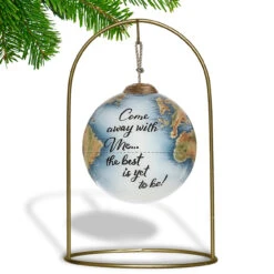 3” Globe Come With Me Hand Painted Christmas Ornament -Optimal Christmas Shop dacf 1911085 4 04675.1667528319