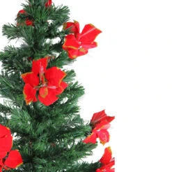 5' Pre-Lit Medium Fiber Optic Artificial Christmas Tree With Red Poinsettias - Multicolor Lights -Optimal Christmas Shop dak gd 41750 1 31171.1667663657