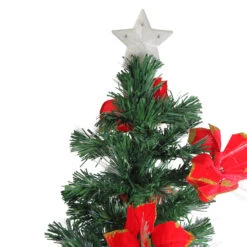 5' Pre-Lit Medium Fiber Optic Artificial Christmas Tree With Red Poinsettias - Multicolor Lights -Optimal Christmas Shop dak gd 41750 2 84329.1667663658