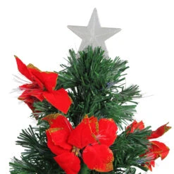 3' Pre-Lit Medium Fiber Optic Red Poinsettias Artificial Christmas Tree - Multicolor Lights -Optimal Christmas Shop dak gd 47090 2 74885.1667662793