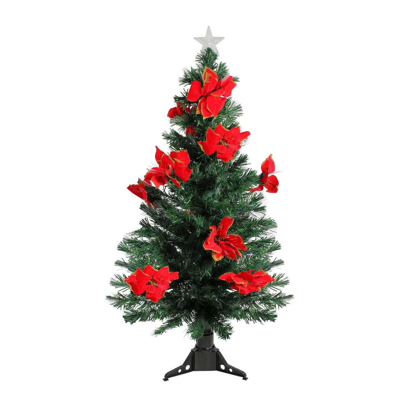 4' Pre-Lit Poinsettias Artificial Christmas Tree - Multicolor Lights 3 4' Pre-Lit Poinsettias Artificial Christmas Tree - Multicolor Lights
