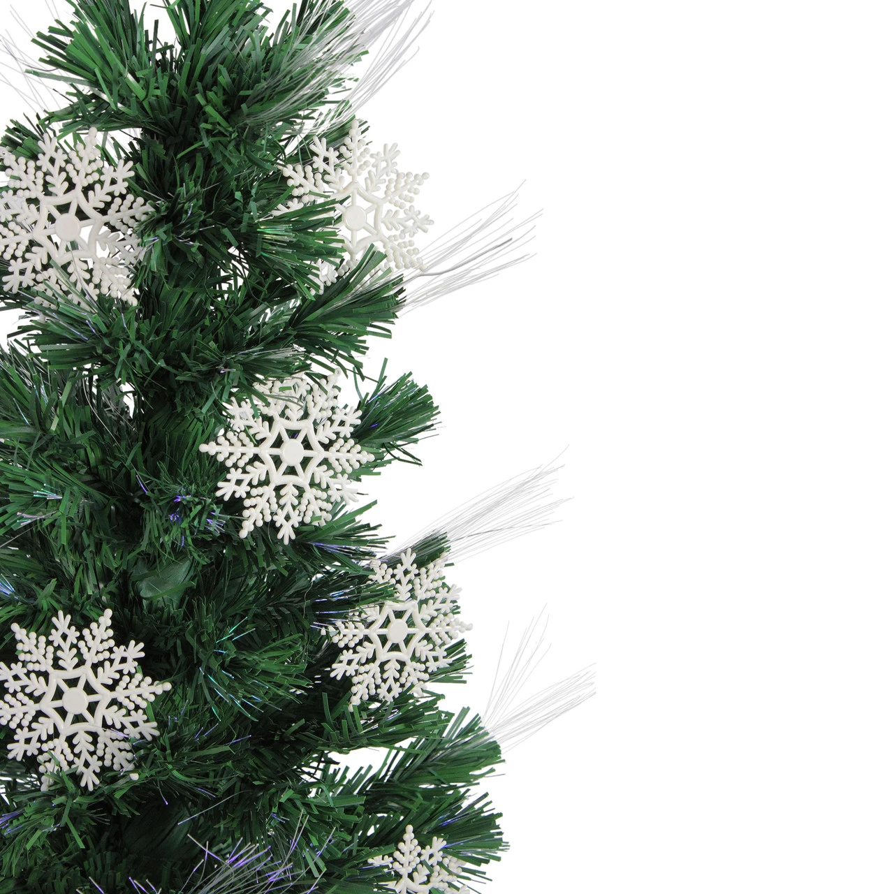 3' Pre-Lit Fiber Optic Artificial Christmas Tree With White Snowflakes - Multi-Color Lights 4 3' Pre-Lit Fiber Optic Artificial Christmas Tree With White Snowflakes - Multi-Color Lights - Image 2