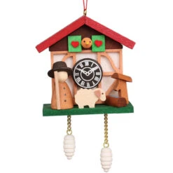 4.5" Red, Brown, And Green Cuckoo Clock Sheep Collectible Christian Ulbricht Ornament