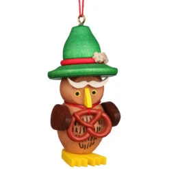 2.5" Green, Brown, And Yellow Owl Bavarian Collectible Christian Ulbricht Ornament