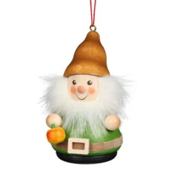 4" Brown And White Christian Ulbricht Gnome With Apple Ornament Decoration