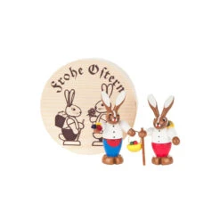3.25" White, Brown, And Red Handcrafted Chip Box Rabbit Couple Dregeno Easter Ornament