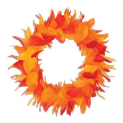 Club Pack Of 6 Yellow And Orange Autumn Party Decorative Feather Wreaths 12"