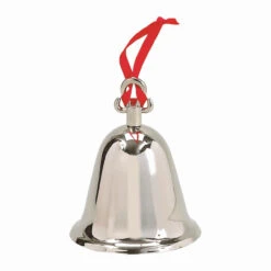3.25" Silver Bell With Red Ribbon