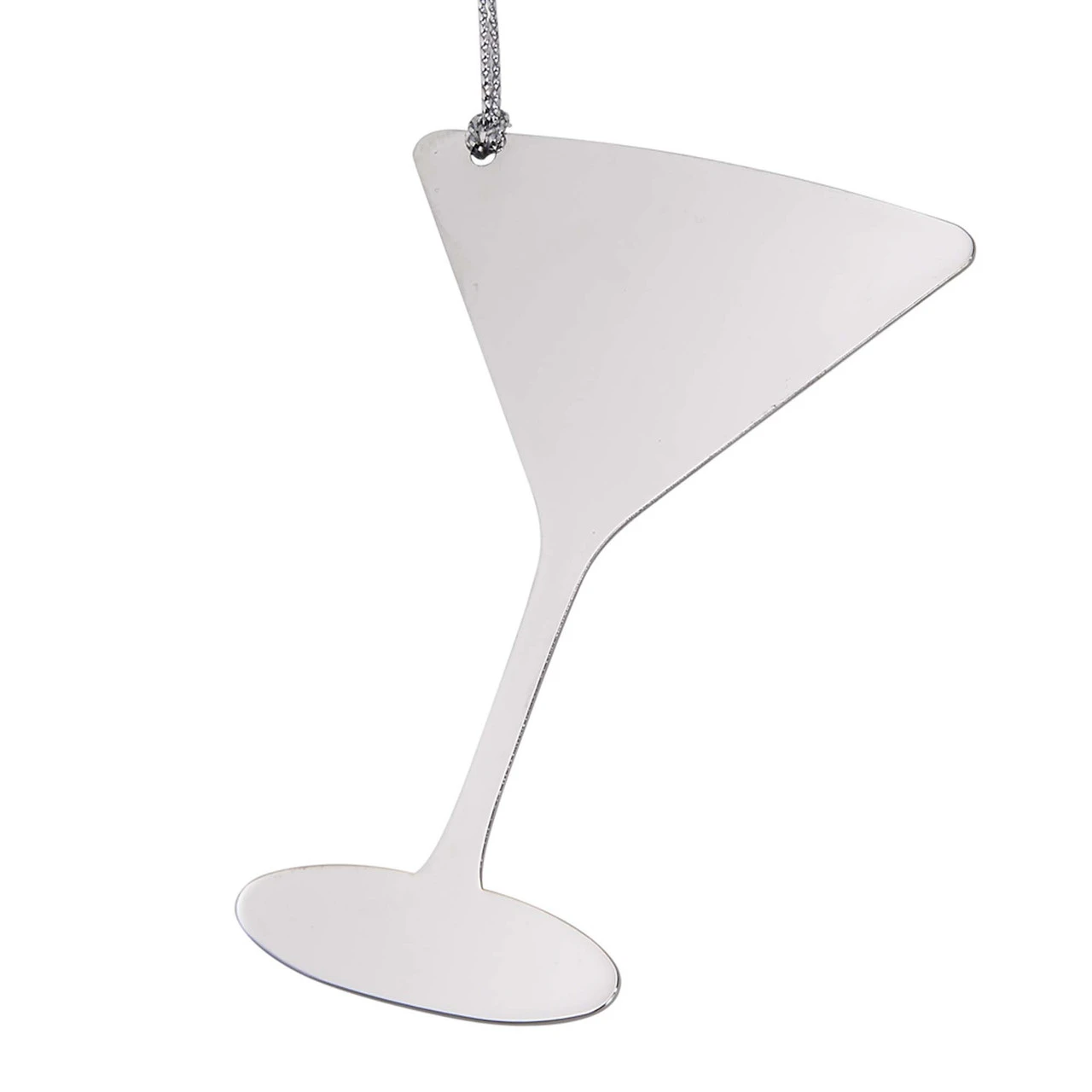 3.375" X 2.25" Metallic Gray Nickel-Plated Non-Tarnishing Martini Ornament With Silver String 3 3.375" X 2.25" Metallic Gray Nickel-Plated Non-Tarnishing Martini Ornament With Silver String