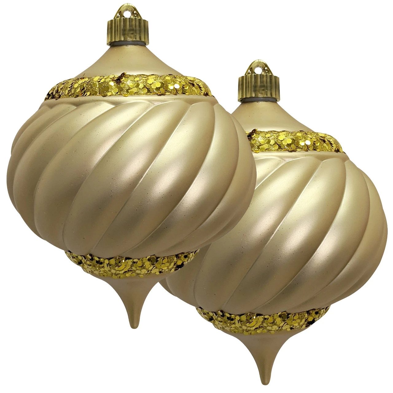 2ct Gold Shatterproof Swirled Christmas Onion Finial Ornament 6" (150mm) 3 2ct Gold Shatterproof Swirled Christmas Onion Finial Ornament 6" (150mm)
