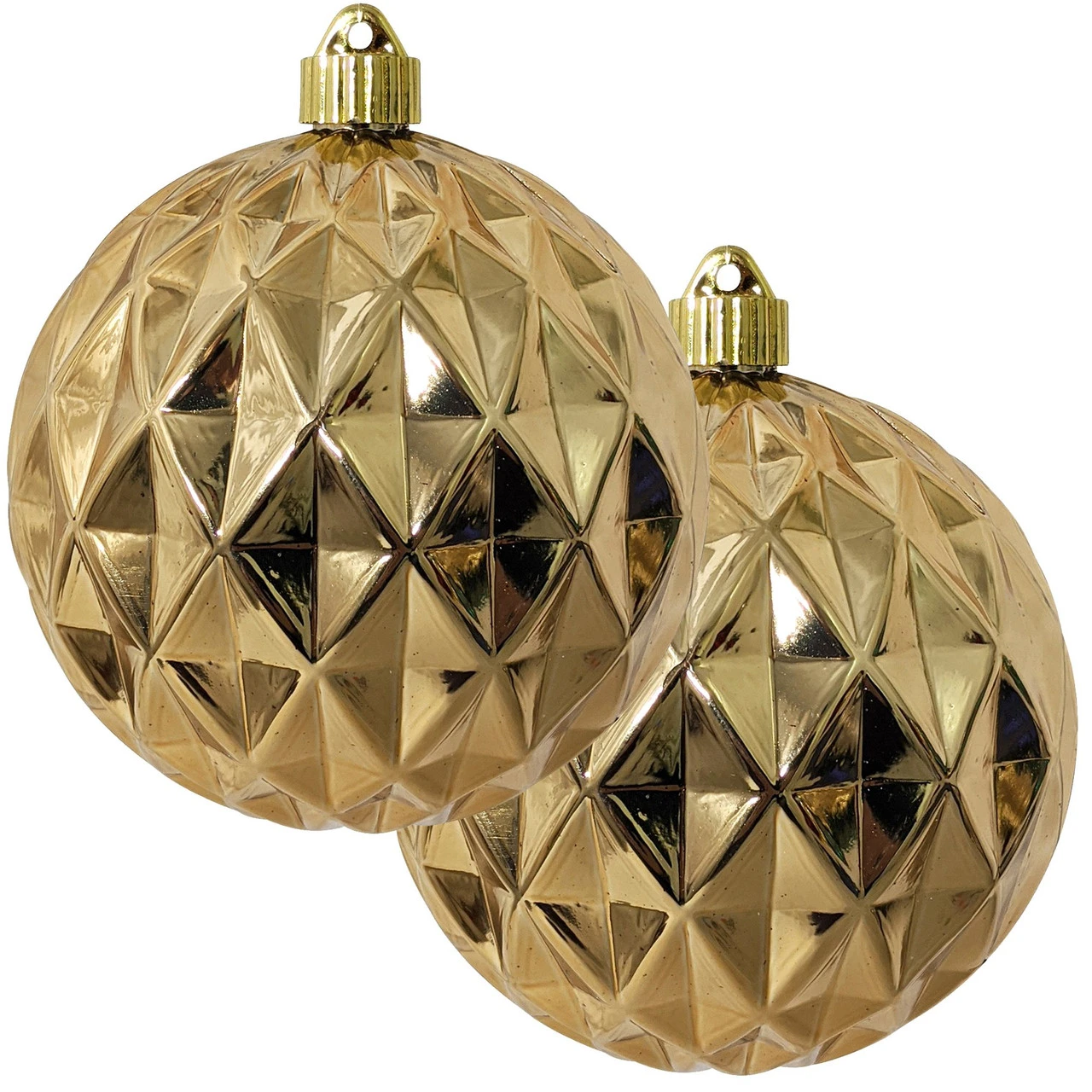 2ct Gilded Gold Shatterproof Christmas Diamond Ball Ornament6" (150mm) 3 2ct Gilded Gold Shatterproof Christmas Diamond Ball Ornament6" (150mm)