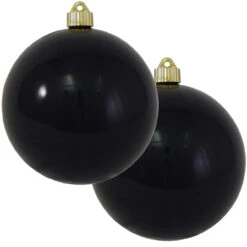 2ct Onyx Black Shatterproof Christmas Ball Ornament6" (150mm)