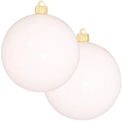 2ct White Shatterproof Christmas Ball Ornaments 6" (150mm)
