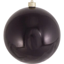 Onyx Black Shatterproof Shiny Christmas Ball Ornament 8" (200mm)