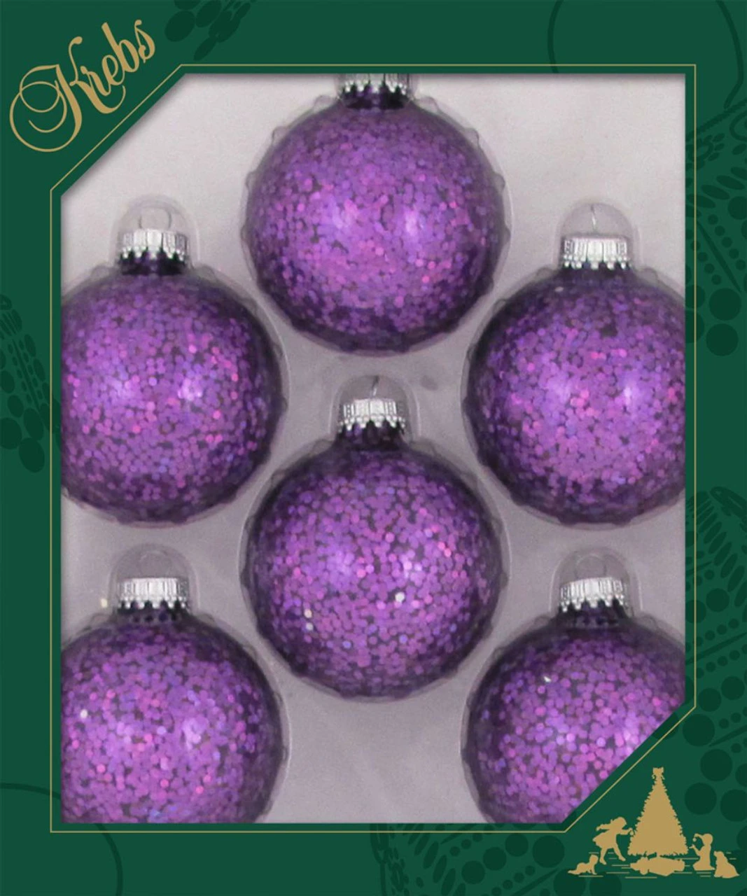 6ct Amethyst Purple Spangle Glass Christmas Ball Ornaments 2.5" (67mm) 3 6ct Amethyst Purple Spangle Glass Christmas Ball Ornaments 2.5" (67mm)
