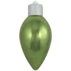 12" Limeade Green And Silver Shatterproof Shiny C9 Light Bulb Christmas Ornament