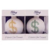 2ct Porcelain White Assorted Rhinestone Dollar Sign Christmas Ball Ornaments 3.25" (80mm) -Optimal Christmas Shop dcki kbx500019a 42361.1667561602