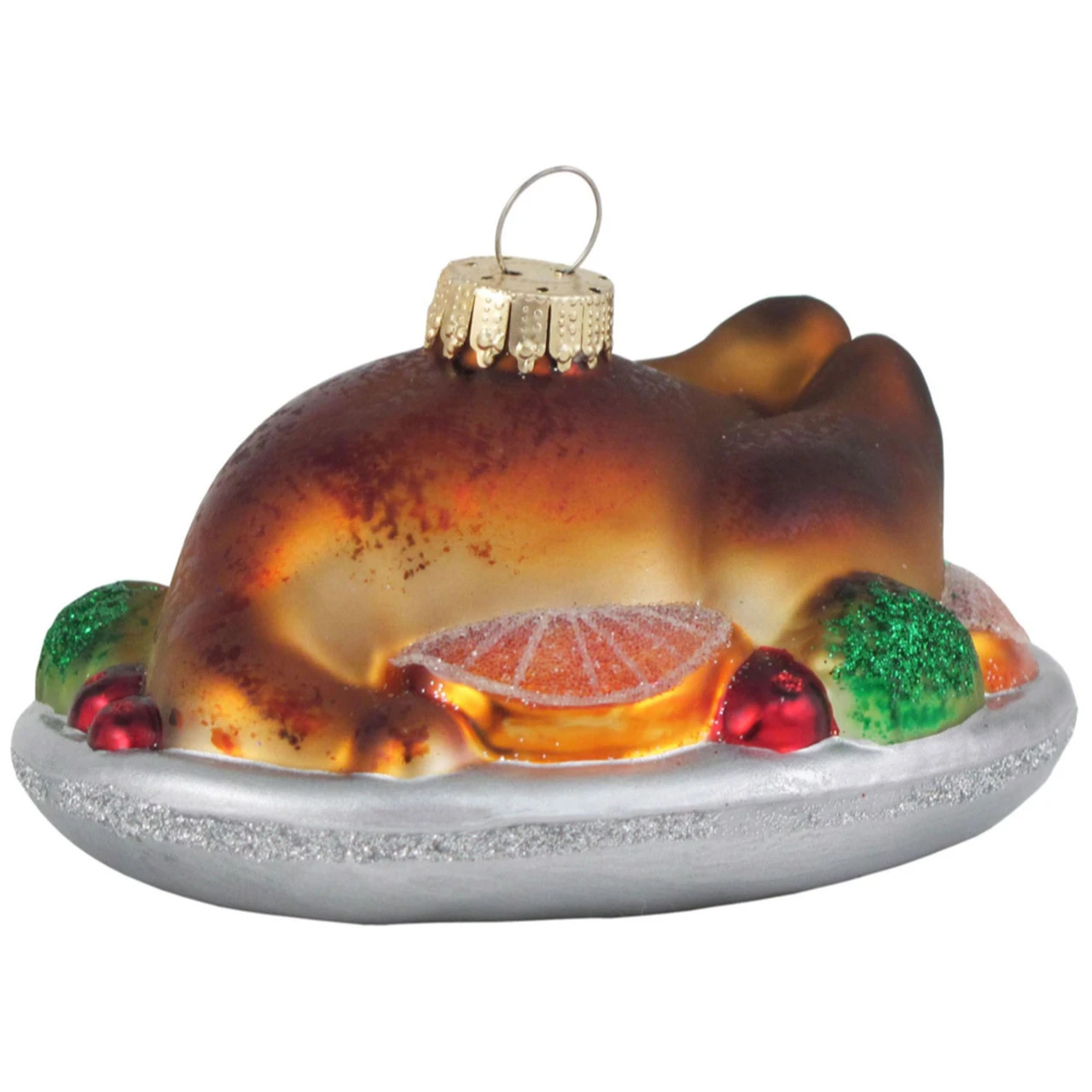 4" Brown And Green Thanksgiving Turkey Glass Christmas Ornament 3 4" Brown And Green Thanksgiving Turkey Glass Christmas Ornament