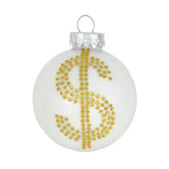 9ct Porcelain White And Gold Rhinestone Dollar Sign Christmas Ball Ornaments 2.25" (57mm) 5 9ct Porcelain White And Gold Rhinestone Dollar Sign Christmas Ball Ornaments 2.25" (57mm) -Optimal Christmas Shop dcki kbx50265 2 47263.1667561607
