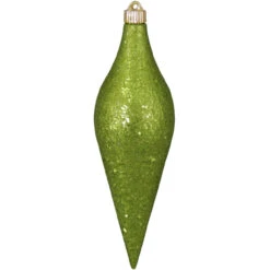 Lime Green And Gold Shatterproof Christmas Long Drop Ornament 12.5" (320mm)