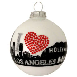 Porcelain White Los Angeles Skyline Christmas Ball Ornament 3.25" (80mm)