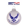 Matte Silver And Blue US Air Force Logo And Hymn Glass Christmas Ball Ornament 3.25" (80mm) -Optimal Christmas Shop dcki kbx63254 1 35414.1667561658