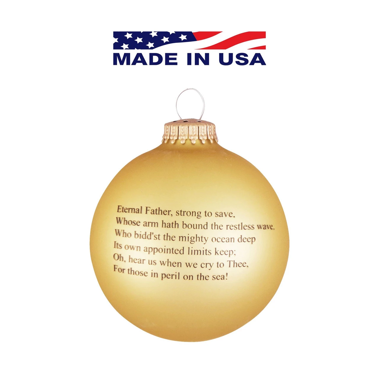 Matte Gold And White US Navy Logo And Hymn Glass Christmas Ball Ornament 3.25" (80mm) 4 Matte Gold And White US Navy Logo And Hymn Glass Christmas Ball Ornament 3.25" (80mm) - Image 2