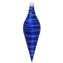 Regal Blue And Silver Shatterproof Christmas Long Drop Ornament 12.5" (320mm)