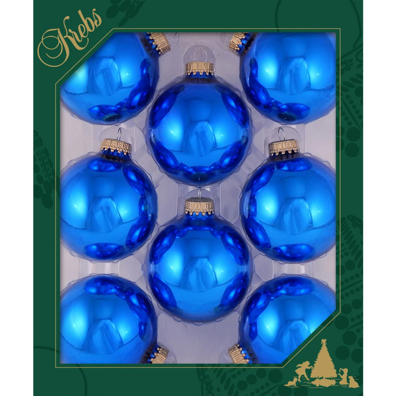 8ct Classic Blue Shiny Glass Christmas Ball Ornaments 2.5" (60mm) 3 8ct Classic Blue Shiny Glass Christmas Ball Ornaments 2.5" (60mm)