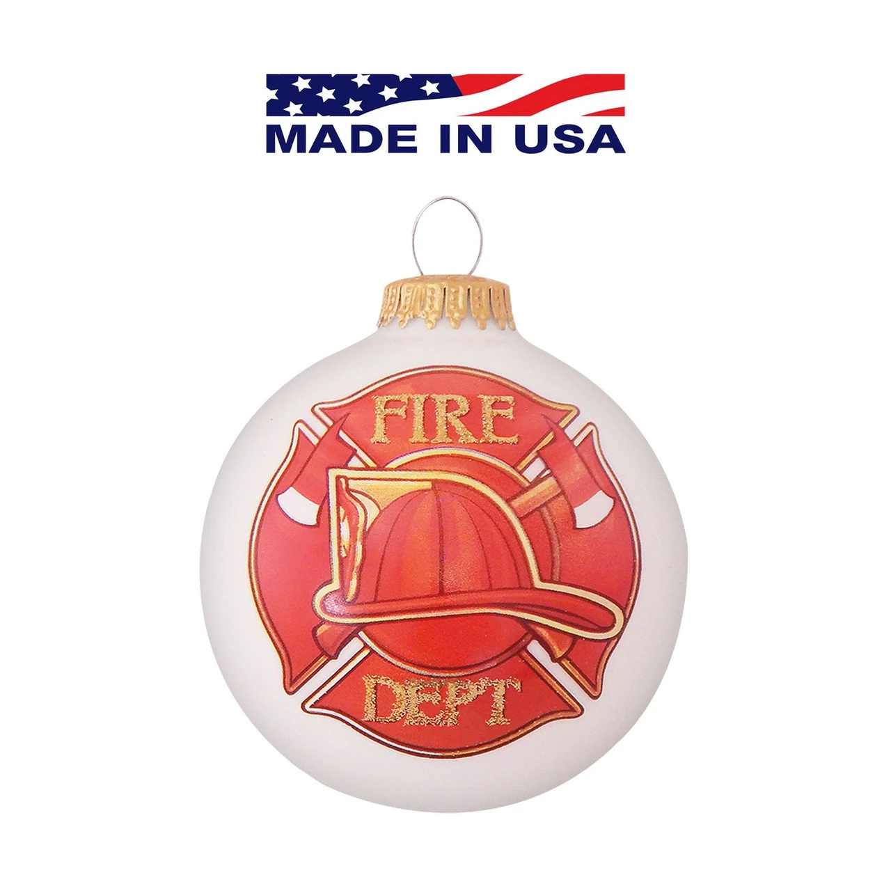 White Fire Department Logo Christmas Ball Ornaments 3.25" (80mm) 4 White Fire Department Logo Christmas Ball Ornaments 3.25" (80mm) - Image 2