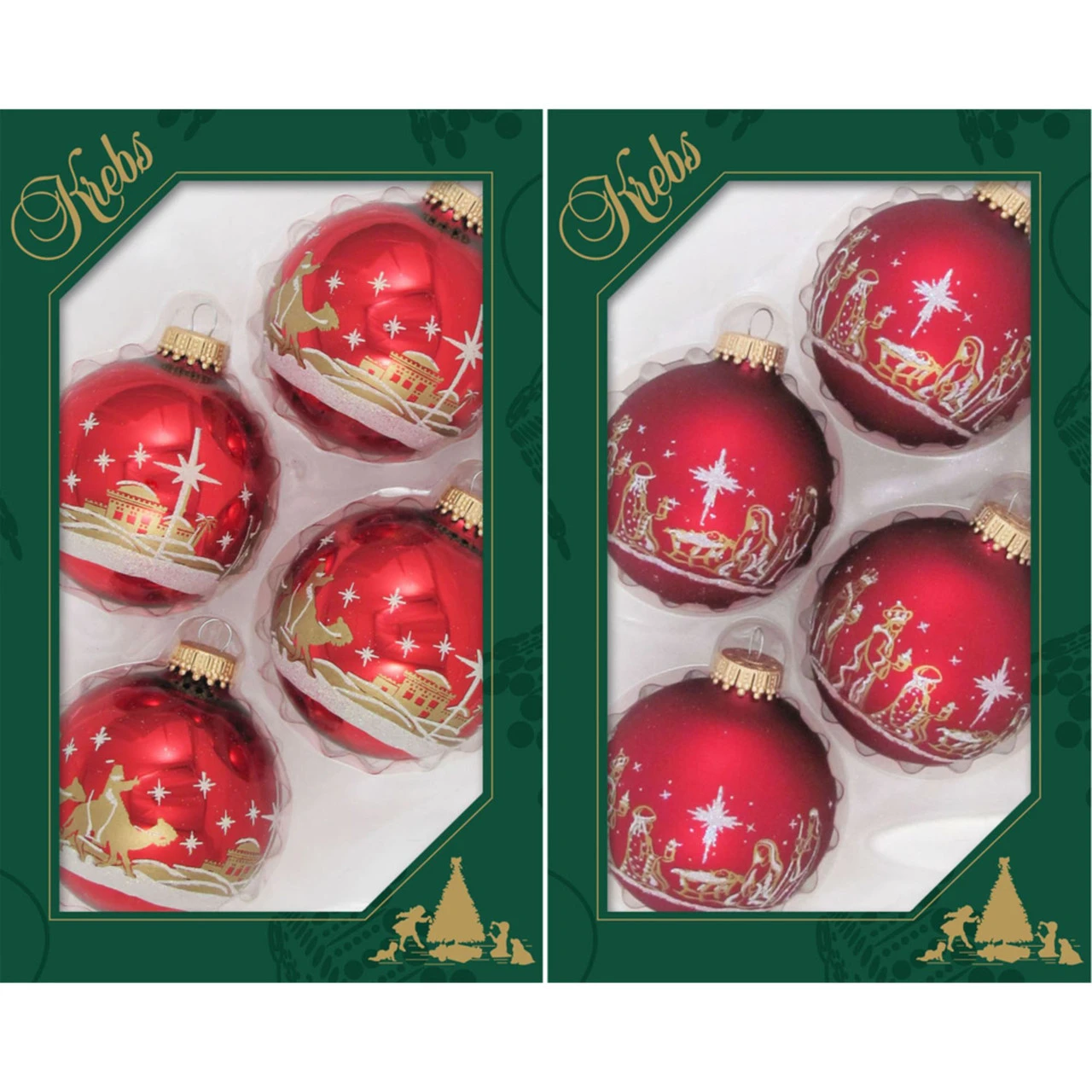 8ct Red Nativity And Bethlehem Scene Christmas Ball Ornaments 2.5" (67mm) 3 8ct Red Nativity And Bethlehem Scene Christmas Ball Ornaments 2.5" (67mm)