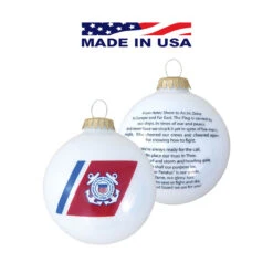 Matte White And Red US Coast Guard Logo And Hymn Glass Christmas Ball Ornament 3.25" (80mm) -Optimal Christmas Shop dcki kbx74960 3 85767.1667561575