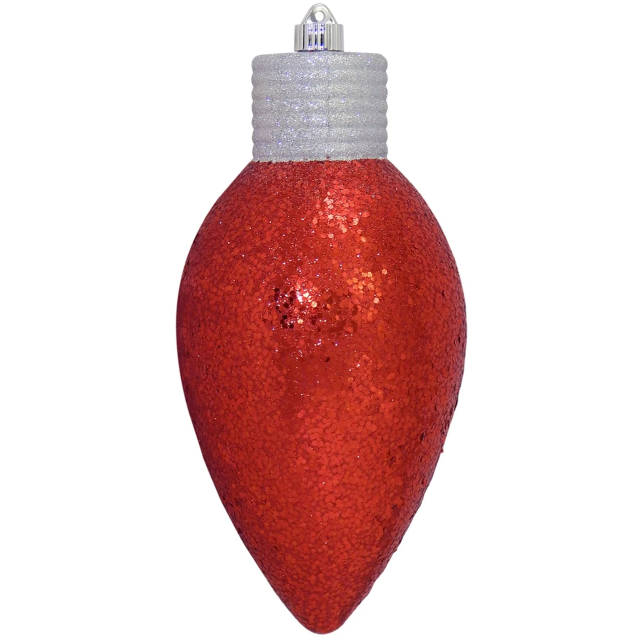 12" Red And Silver Shatterproof Glitter C9 Light Bulb Christmas Ornament 3 12" Red And Silver Shatterproof Glitter C9 Light Bulb Christmas Ornament