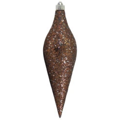 Brown And Silver Shatterproof Christmas Long Drop Ornament 12.5" (320mm)
