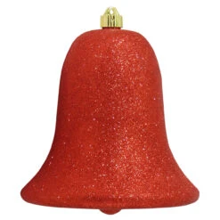 9" Red Shatterproof Glitter Christmas Bell Ornament