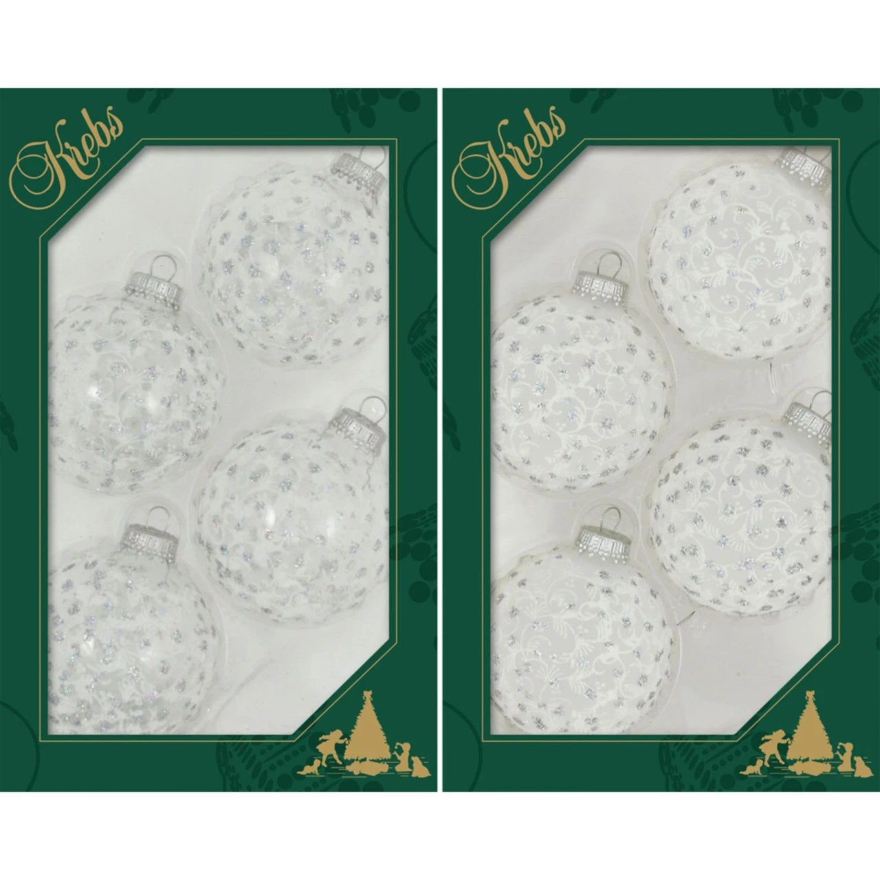 8ct Silver And Frost White Lace With Sparkles Christmas Ball Ornaments 2.5" (67mm) 3 8ct Silver And Frost White Lace With Sparkles Christmas Ball Ornaments 2.5" (67mm)