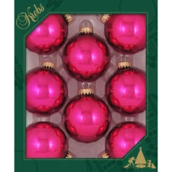 8ct Cabernet Pink Shiny Christmas Ball Ornaments 2.5" (67mm)