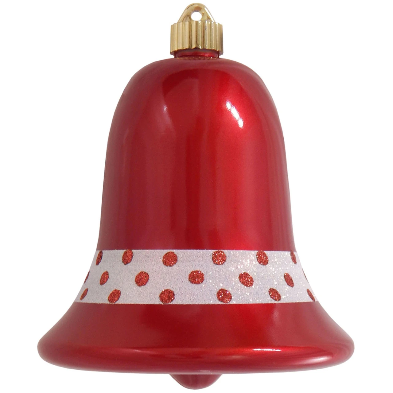 7" Candy Red And White Shatterproof Christmas Bell Ornament 3 7" Candy Red And White Shatterproof Christmas Bell Ornament