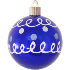 4ct Azure Blue Loops And Dots Shatterproof Shiny Christmas Ball Ornaments 3.25" (80mm)