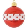 4ct Red And White Dotted Band Shatterproof Shiny Christmas Ball Ornaments 3.25" (80mm)