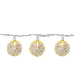 10-Count Yellow And Clear Lemon Patio String Mini Summer Light Set, 8.5ft White Wire