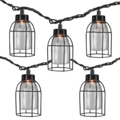 10 Count Vintage Style Edison Cage Novelty String Lights, 6.5 Ft Black Wire