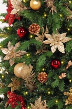 7.5' Pre-Lit Gold And Red Artificial Christmas Tree – Clear LED Lights -Optimal Christmas Shop dezy2018 et hist 5520235 21380.1667536245