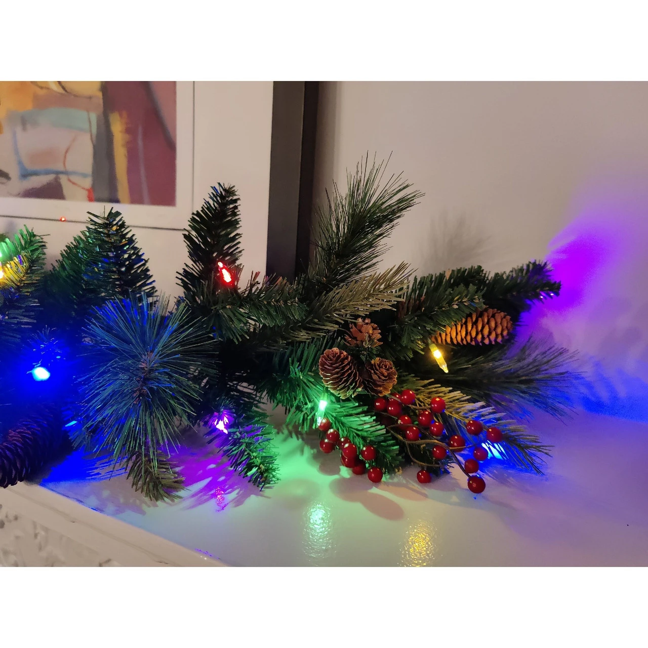 12' X 14" Pre-Lit Woodland Berry Artificial Christmas Garland, LED Lights 4 12' X 14" Pre-Lit Woodland Berry Artificial Christmas Garland, LED Lights - Image 2