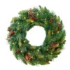 Pre-Lit Pine Artificial Christmas Wreath, 24-Inch, Warm White And Multi LED Lights