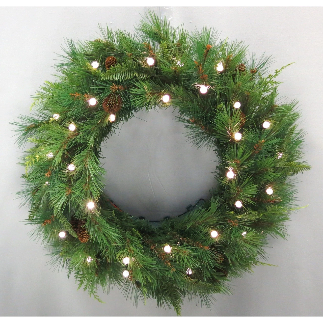Pre-Lit Mixed Mountain Cypress Artificial Christmas Wreath, 30-Inch, LED Lights 4 Pre-Lit Mixed Mountain Cypress Artificial Christmas Wreath, 30-Inch, LED Lights - Image 2