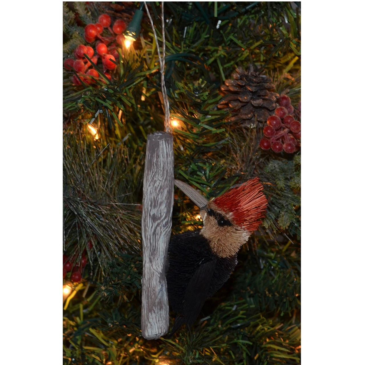 5” Black And Red Whimsical Bristle Brush Handcrafted Woodpecker Hanging Ornament 4 5” Black And Red Whimsical Bristle Brush Handcrafted Woodpecker Hanging Ornament - Image 2
