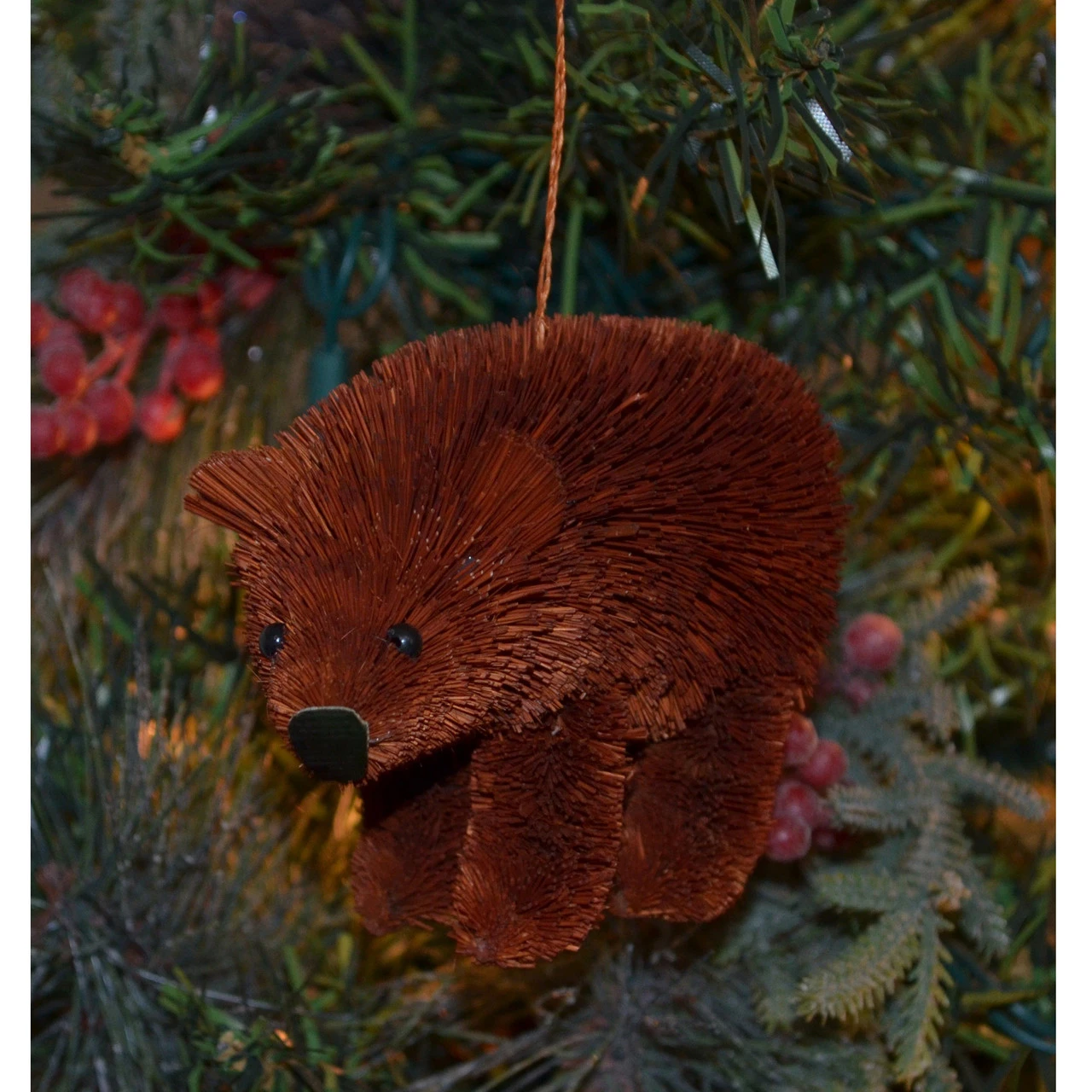 3.75” Brown Whimsical Bristle Brush Handcrafted Bear Hanging Ornament 4 3.75” Brown Whimsical Bristle Brush Handcrafted Bear Hanging Ornament - Image 2